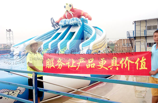 怪獸來襲水滑梯夏季水樂園經營新款趣味充氣水滑梯