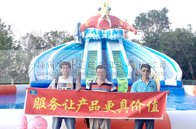 怪獸來襲水滑梯夏季水樂園經營新款趣味充氣水滑梯
