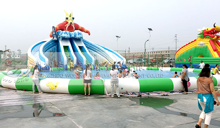 怪獸來襲水滑梯夏季水樂園經營新款趣味充氣水滑梯