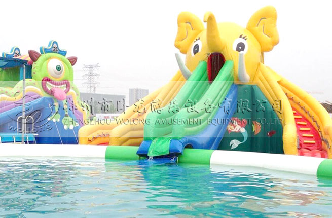 大象嬉水樂園充氣水滑梯 夏季戲水游樂設(shè)備