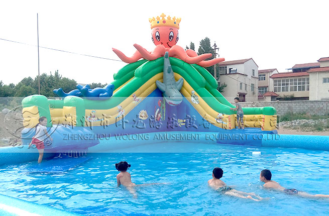 章魚嬉水樂園 趣味的夏季小型滑梯戲水設(shè)備 兒童嬉水樂園