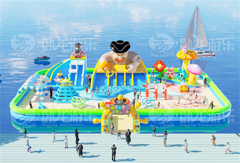 加勒比海盜漂浮樂園水上充氣城堡水面浮島